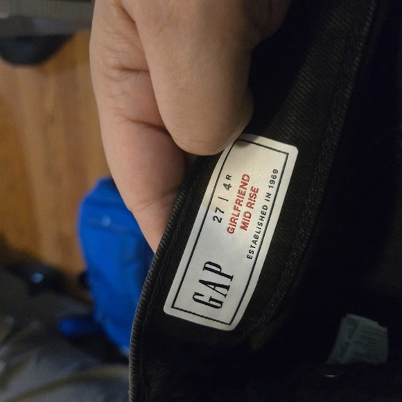 GAP jeans women's size 27 black mid rise ankle fray girlfriend denim - Picture 12 of 12